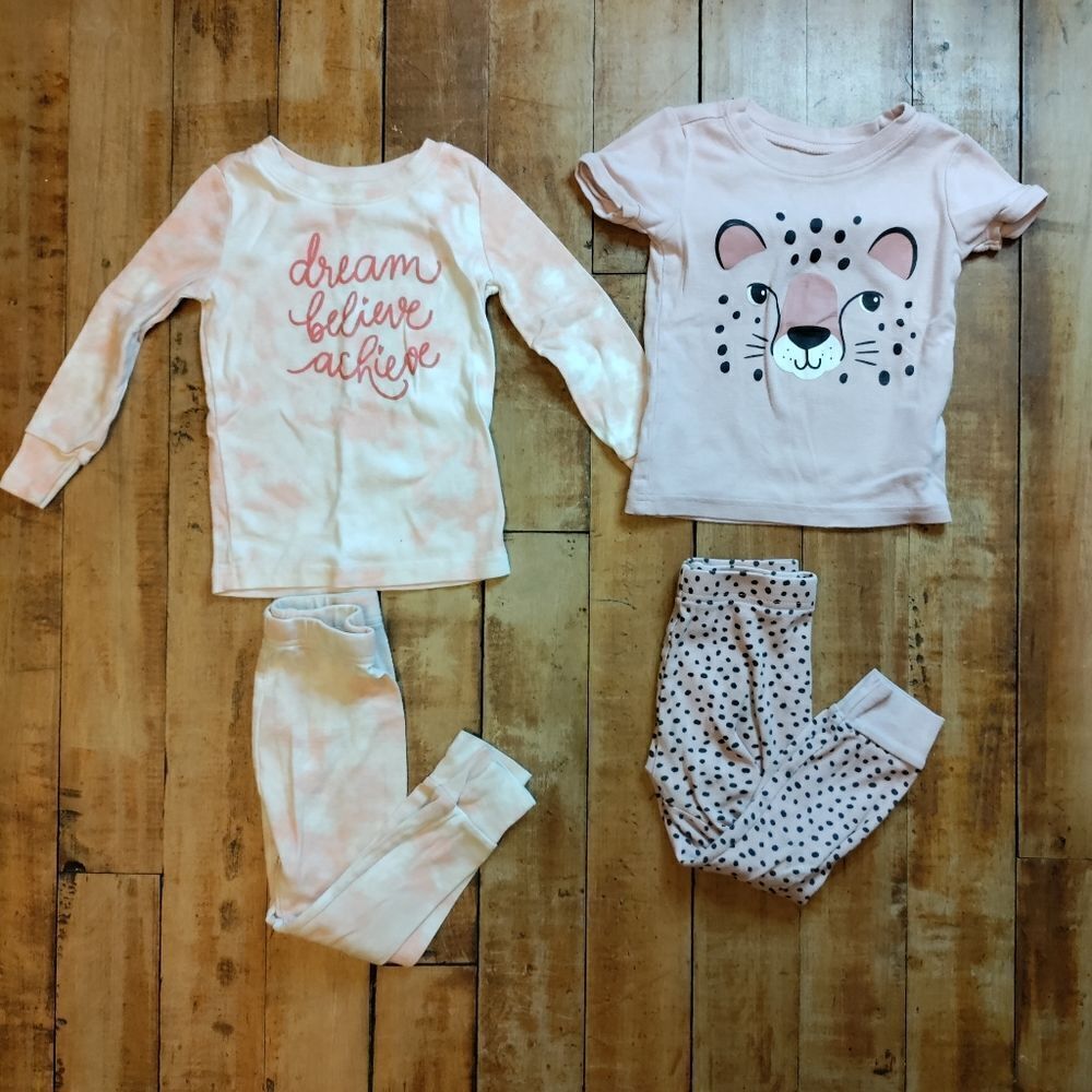 Old Navy pajama sets 2T girls cotton spring bundle of 2 sets pink tie dye